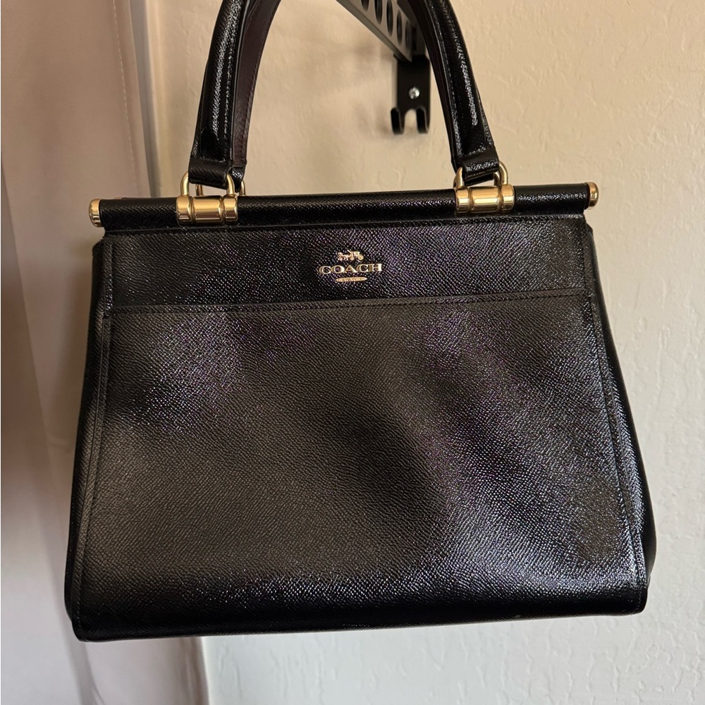 Coach Grace Black Handbag (Crinkle Patent Leather)